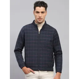 Monte Carlo Navy Blue Regular Fit Checks Jacket-picture-28
