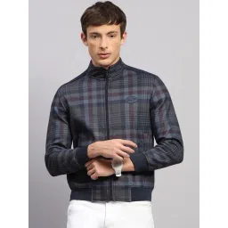 Monte Carlo Navy Blue Regular Fit Jacquard Pattern Zipper Closure Long Sleeves Winter Sweatshirt-picture-18