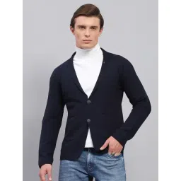 Monte Carlo Navy Blue Regular Fit Self Pattern Coat-picture-31