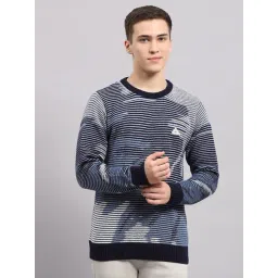 Monte Carlo Navy Blue Regular Fit Self Pattern Pullover-picture-38