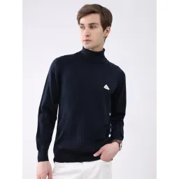 Monte Carlo Navy Blue Solid Regular Fit Pullover-picture-43