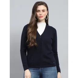 Monte Carlo Navy Wool Regular Fit Cardigan-image-5