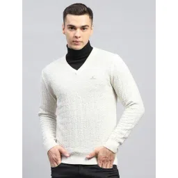 Monte Carlo Off White Regular Fit Self Pattern Pullover-picture-29