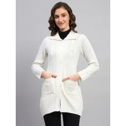 Monte Carlo Off White Self Design Cardigan-picture-15