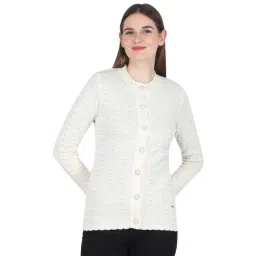 Monte Carlo Off White Self Design Woollen Cardigan-picture-12