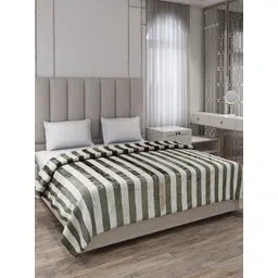 Monte Carlo Olive Green & White Striped AC Room 290 GSM Double Bed Blanket-picture-15