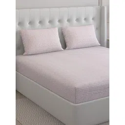 Monte Carlo Pink & White Printed Pure Cotton 210 TC Queen Bedsheet with 2 Pillow Covers-picture-34