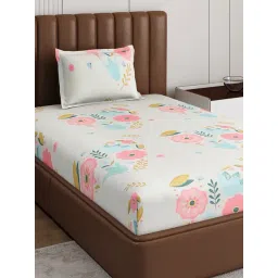 Monte Carlo Pixel Pink Polyester Printed 120 GSM Single Bedsheet with 1 x Pillow Cover-picture-36