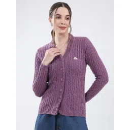 Monte Carlo Purple Blend Wool Woven Design Cardigan-picture-37