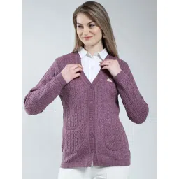 Monte Carlo Purple Regular Fit Self Pattern Cardigan-picture-42