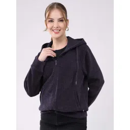 Monte Carlo Purple Regular Fit Self Pattern Hoodie-picture-27