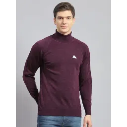 Monte Carlo Purple Wool Blend Regular Fit Solid Pullover-picture-33