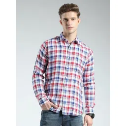 Monte Carlo Red Regular Fit Chequered Shirt-picture-23
