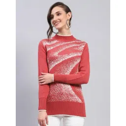 Monte Carlo Red Wool Blend Self Full Sleeve Sweater-picture-31