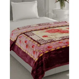 Monte Carlo Relation Plus Maroon & Pink Printed Heavy Winter 261 GSM Single Bed Blanket-picture-35