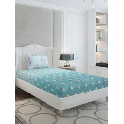 Monte Carlo Sea Green & Pink Printed 144 TC Single Bedsheet Set 2.29 m x 1.52 m-picture-25
