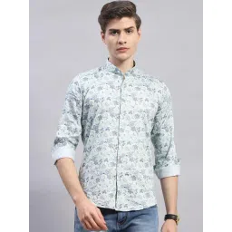 Monte Carlo Sea Green Cotton Regular Fit Printed Shirt-picture-30