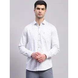 Monte Carlo Sky Blue Cotton Regular Fit Printed Shirt-picture-24