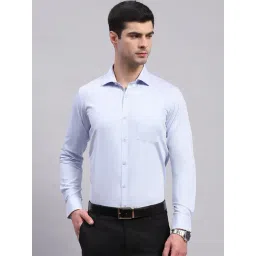 Monte Carlo Sky Blue Cotton Regular Fit Shirt-picture-31