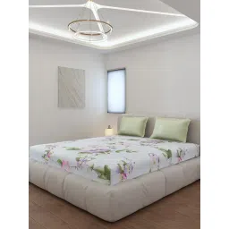 Monte Carlo Stanley Olive Green Polyester Printed 130 GSM King Fitted Bedsheet with 2 x Pillow Covers-picture-34