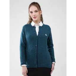 Monte Carlo Teal Blend Wool Woven Design Cardigan-picture-38