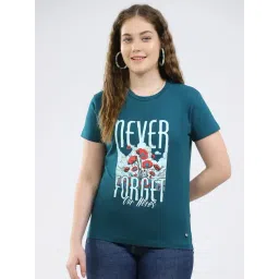 MONTE CARLO Teal Blue Printed Top-picture-15