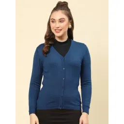 Monte Carlo Teal Regular fit Solid Cardigans-picture-14