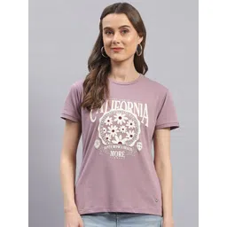 Monte Carlo Typography Floral Printed Short Sleeves Cotton Top-picture-10