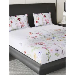 Monte Carlo Urban White & Pink Floral 160 TC King Bedsheet Set 2.50 m x 2.70 m 252 GSM-picture-28