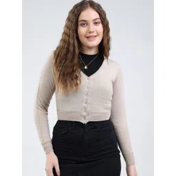 Monte Carlo V-Neck Woollen Crop Cardigan-picture-23