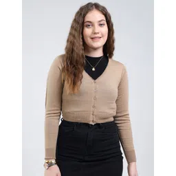 Monte Carlo V-Neck Woollen Crop Cardigan-picture-38