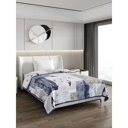 Monte Carlo White & Grey Geometric 850 GSM Mild Winter Single Bed Blanket-picture-28