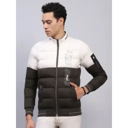 Monte Carlo White & Olive Regular Quilted Puffer Jacket-picture-10