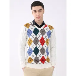 Monte Carlo White Regular Fit Self Design Pullover-picture-44