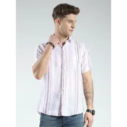 Monte Carlo White Regular Fit Stripes Shirt-picture-46