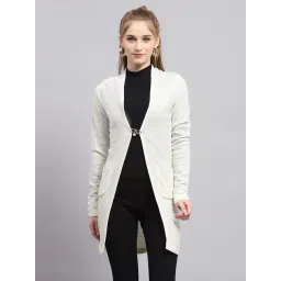 Monte Carlo White Wool Blend Self Full Sleeve Cardigan-picture-26