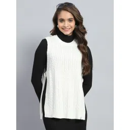 Monte Carlo White Wool Blend Self Sleeveless Sweater-picture-33