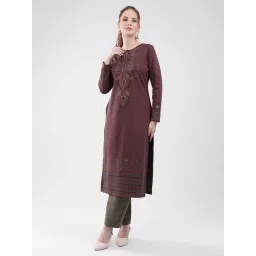 Monte Carlo Wine Blend Wool Woven Design Kurti-picture-27