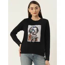 Monte Carlo Women Black & Grey Printed Sweatshirt image 1