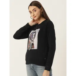Monte Carlo Women Black & Grey Printed Sweatshirt image 2