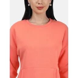 Monte Carlo Women Brown Solid Cotton Blend Sweatshirt image 3