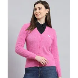 monte carlo Women Button-Down Cardigan with Ribbed Hem-picture-39