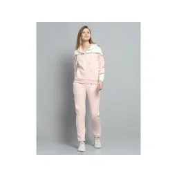 Monte Carlo Women Colorblock Peach Hooded Neck Full Sleeve Hoodie With Track Pant-picture-15