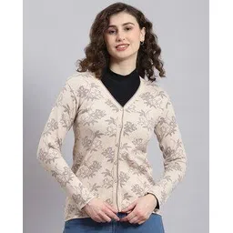 monte carlo Women Floral Print V-Neck Cardigan-picture-22