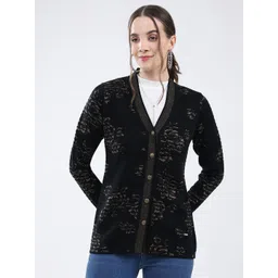 Monte Carlo Women Floral V Neck Full Sleeve Woollen Cardigan-picture-39