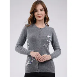 Monte Carlo Women Floral Woollen Cardigan with Embroidered Detail-picture-23