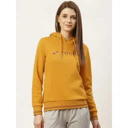 Monte Carlo Women Mustard Yellow Embroidered Hooded Sweatshirt-picture-21