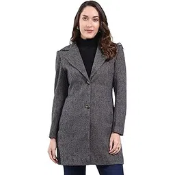 monte carlo Women Regular Fit Self Designed Pattern Notch Lapel Side Pocket Button Closure Full Sleeve Winter Coat| Warm Woolen Overcoat for Ladies | Stylish Long Sleeve Buttoned Jacket (Pack Of 1)-picture-40