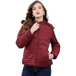 monte carlo Women Regular Fit Solid Pattern Hooded Neck Side Pocket Zipper Full Sleeve Winter Jacket|Winter Wear Quilted Jacket for Travelling | Puffer Coat| Winter Jacket For Women's (Pack Of 1)-picture-12