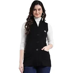 monte carlo Women Regular Fit V Neck Solid Button Closure Sleeveless Cardigan | Warm Winter wear | Cozy Knitted Sweater | Casual Layering Outfit | Winter Cardigan for Women's-picture-14